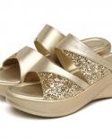 Sandals Woman Summer Gold Open Toe Sandal Dress Shoes Womens High Heels Sandals Platform Wedges Heeled Pumps Ladies Shoe