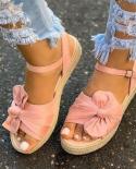Women Casual Sandals Summer Shoes Hemp Flats Platform Ladies Bowknot Buckle Strap Fashion Woman New Peep Toe Female  Wom