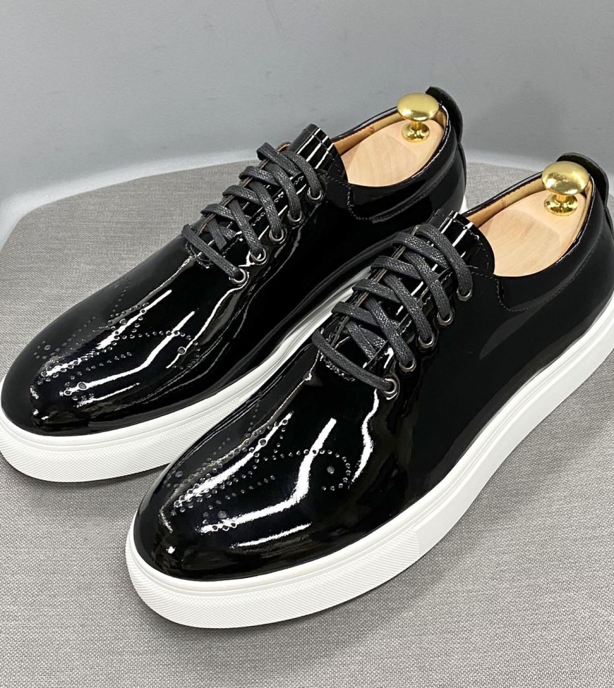 Mens black patent leather sneakers shop