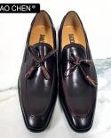 العلامة التجارية الفاخرة الرجال أحذية جلدية أسود بني شرابة المتسكعون الانزلاق على الكلاسيكية أحذية رجالي اللباس الزفاف مكتب حذاء
