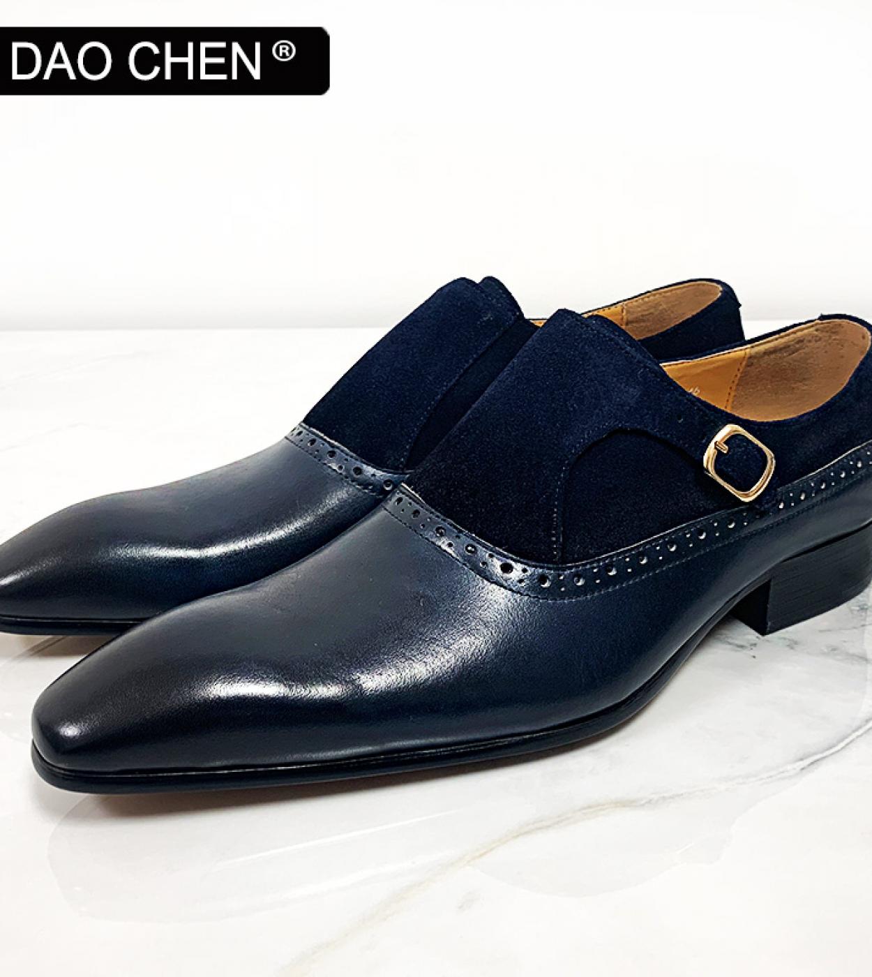 Daochen, mocasines elegantes para hombre, zapatos de gamuza de monje, zapatos de vestir para hombre, zapatos formales para ofici