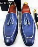 daochen מעצב אלגנטי נעלי גברים שחור כחול יוקרה גבר שמלת נעלי משרד עסק חתונה חתונת עור אמיתי גברים