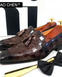 מותג יוקרה לגברים נעלי קזואל נעלי קזואל שחורות צבע מקרון החלקה על שמלת גבר נעל משרד חתונה נעלי עור נושם