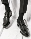 Italian Style High Quality Hard Cowhide Mens Formal Wedding Dress Shoes Pointed Toe Gentleman Mens Brogues Oxford Shoe