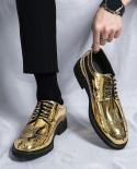 الرجال اللباس أحذية عالية الجودة أزياء مريحة رجال الأعمال الرسمي أحذية البروغ أحذية رجالية لامعة الذهب الرجل المحترم S