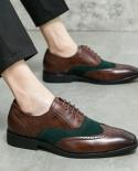 Zapatos formales italianos de lujo para hombre, zapatos Brogue de cuero Oxford a la moda con punta de ala, zapatos de vestir de 