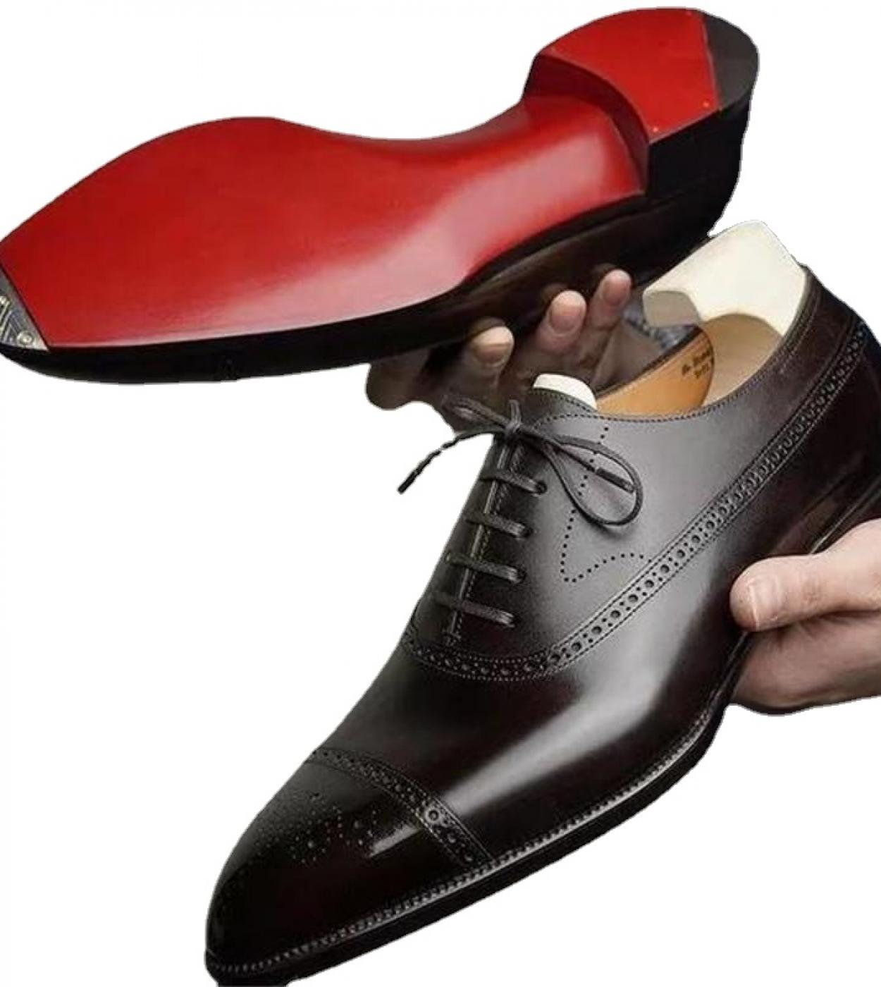 Zapatos Brogue de suela roja para hombre zapatos de boda con