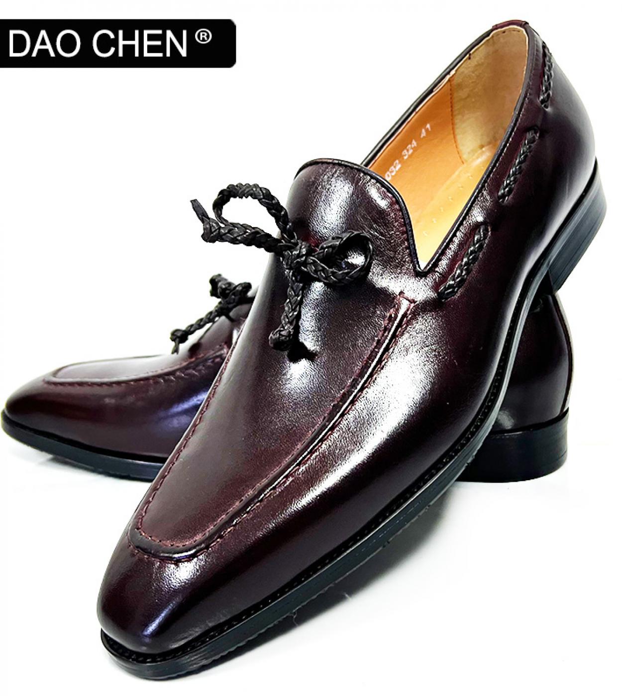 Italian Men Casual Shoes Black Brown Butterflyknot Weave Luxury Mens Dress Shoes Wedding Office Genuine Leather Loafers 