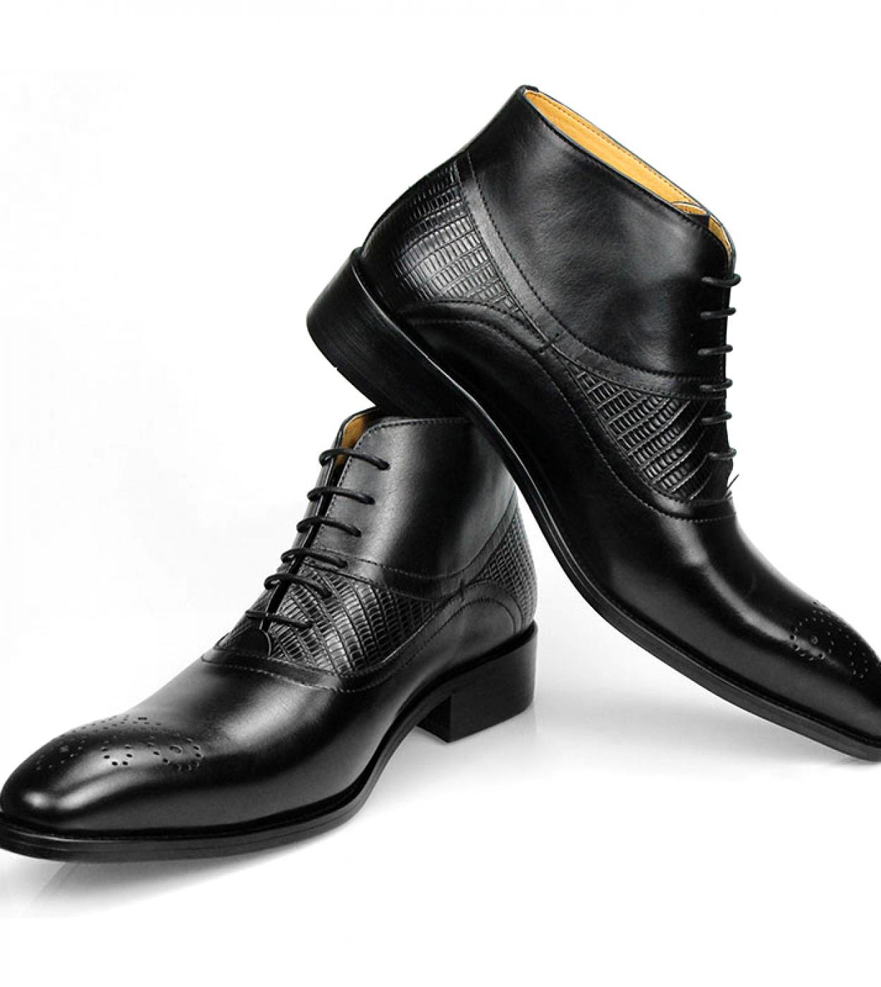 Mens Shoes Genuine Leather Boots  Mens Ankle Boots Black Leather  Genuine Leather  