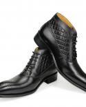 Mens Ankle Boots Fashion Oxford Dress Boot For Men Genuine Leather Formal Business Wedding Dress Lace Up Fashion Casual