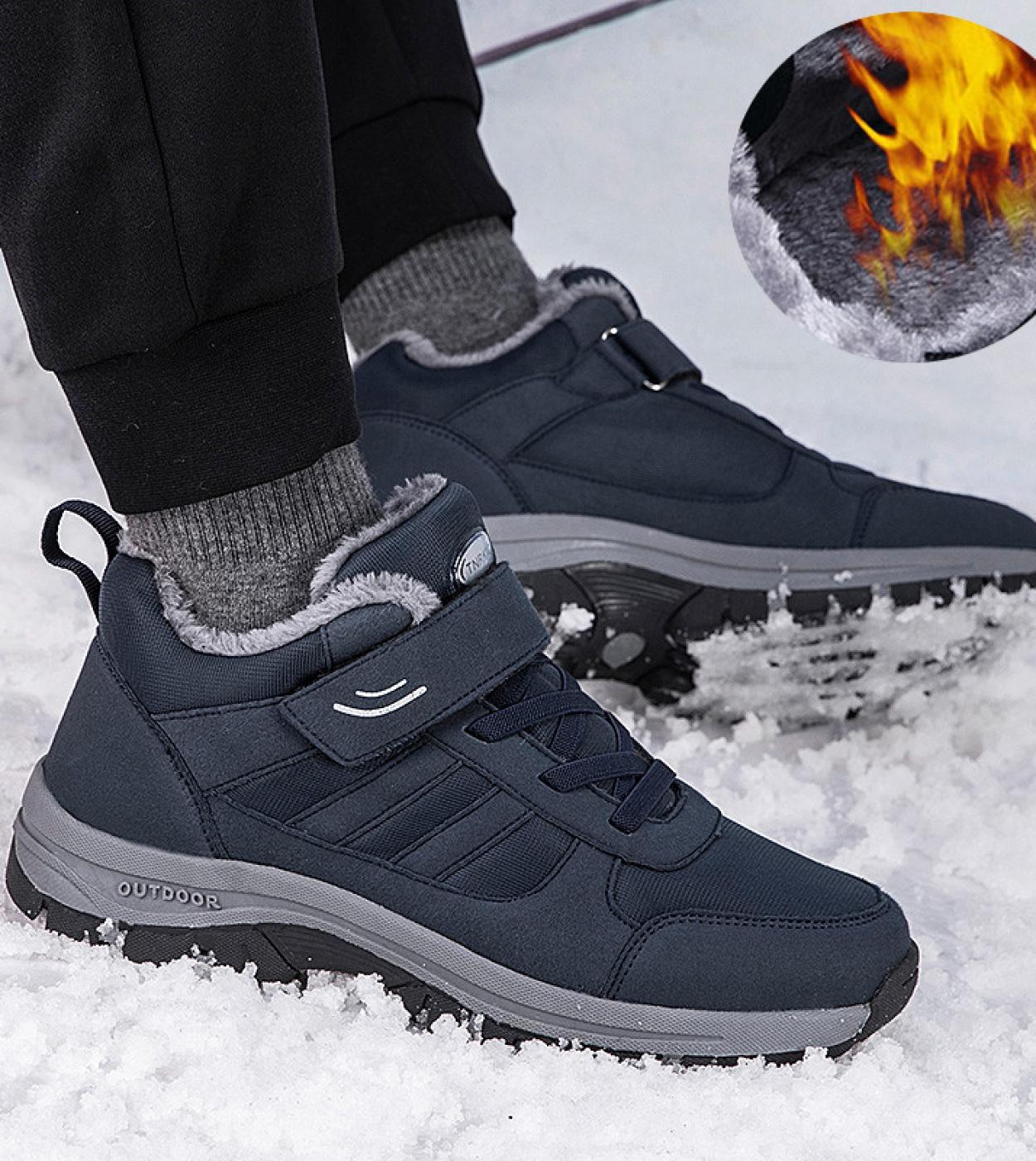 Men Snow Boots Leisure Outdoor Shoes For Male Thick Sole Sneakers For Men Winter Low Top Shoes Keep Warm Fluff Mens Ankl