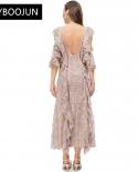 Elegant Dresses For Women 2023 Luxury Designer Evening Party Summer V Neck Lotus Short Sleeves Net Yarn Ruffled Edge Dre