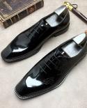 Luxury Italy Men Dress Shoes Genuine Leather 2023 Summer New Style Handmade Blue Black Wedding Social Shoes Man Laces Up