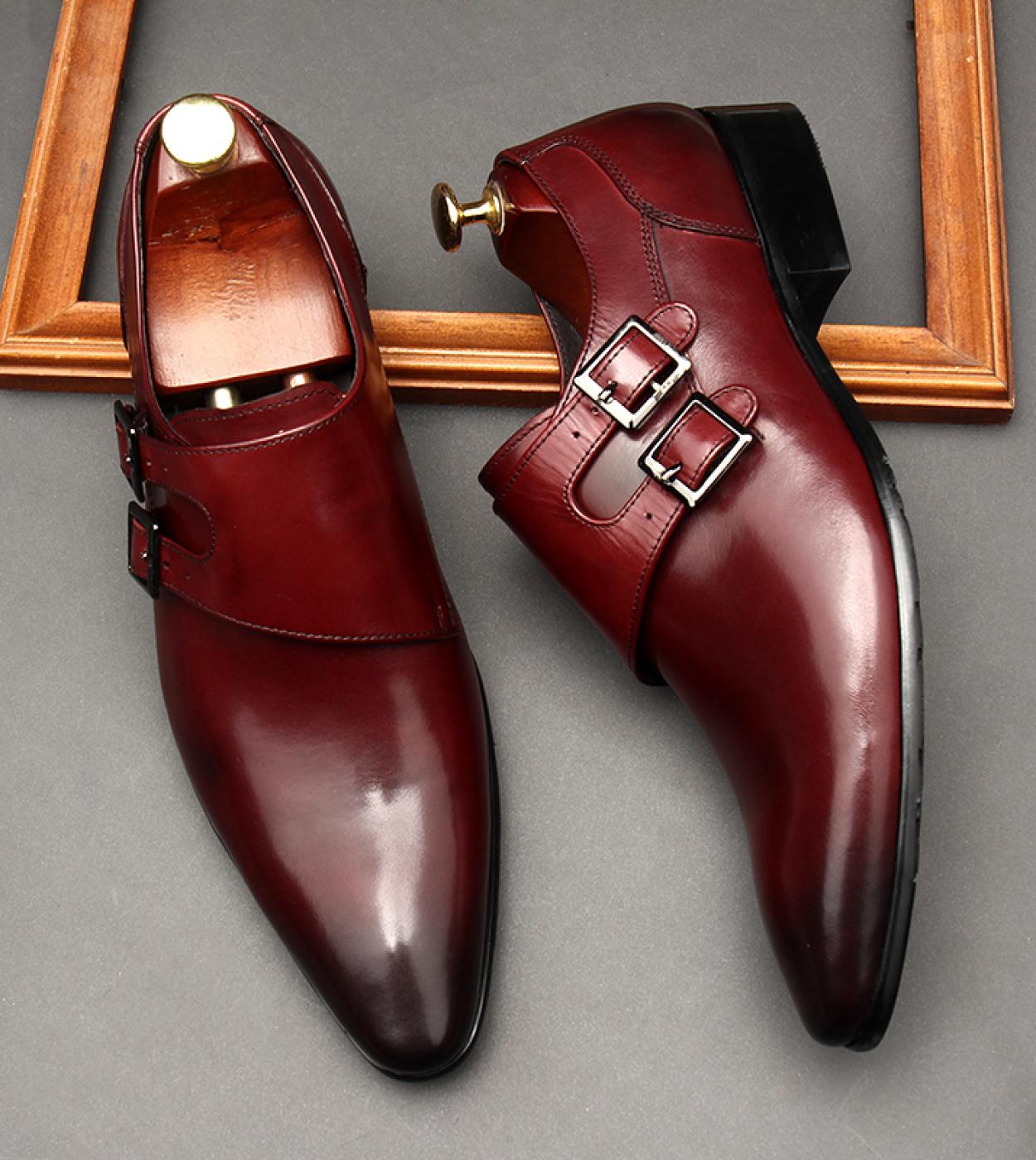 Mens Dress Shoes Luxury Genuine Leather Fashion Buckle Business Loafers Summer New Style Designer Brand Wedding Oxfords 