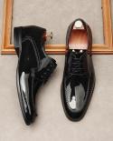 Luxury Patent Leather Mens Dress Shoes 2023 New Stye Genuine Leather Summer Fashion Wedding Business Oxfords Shoes For M