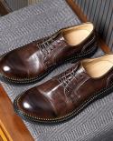 Handmade British Trend Mens Dress Shoes Luxury Genuine Leather 2023 New Fashion Soft Leather Oxfords Wedding Derby Shoes