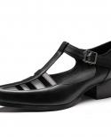 Luxury Mens Dress Sandals Shoes Genuine Leather 2023 Summer New Designer Fashion Hollow Black Business Social Shoes 5cm 