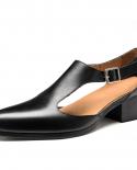 Luxury Mens Dress Sandals Shoes 5cm High Heels Summer Genuine Leather Breathable Black Fashion Hollow Wedding Social Sho