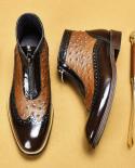 Leisure Chelsea Boots Men Luxury Genuine Leather 2023 New Style Ankle Vintage Crocodile Pattern Platform Man Dress Shoes
