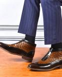 Leisure Chelsea Boots Men Luxury Genuine Leather 2023 New Style Ankle Vintage Crocodile Pattern Platform Man Dress Shoes