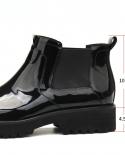 Luxury Patent Leather Mens Boots 2023 New Style Platform Slip On Black Ankle Warm Business Chelsea Boots Shoes Genuine L