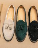 Spring Suede Loafers Men Beige Tassel Nubuck Leather Fashion Business Breathable Casual Luxury Brand Of Men Shoes Zapato
