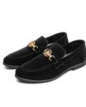 Mens Black Leather Shoes Designer Metal Decoration High Quality Frosted Leather Lefu Shoes Casual Business Oxford Shoes