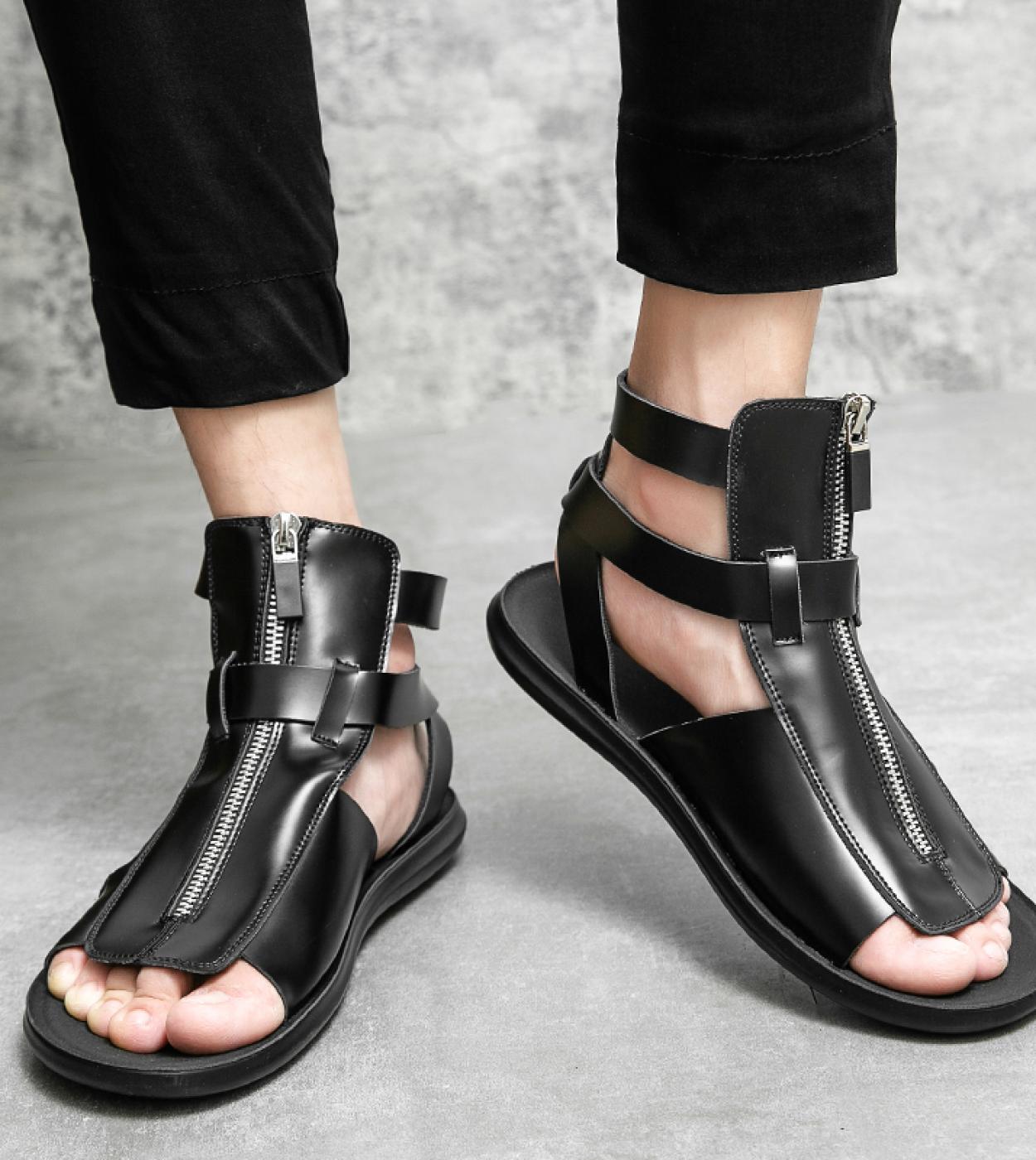 Sandals with discount zipper on top