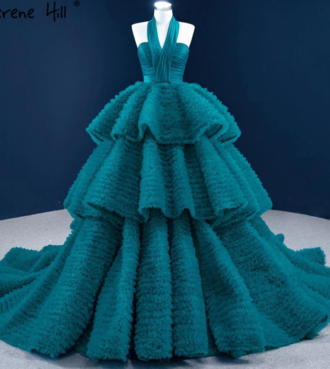 שליו היל ירוק halter שמלות כלה 2023 ללא שרוולים תחרה מדרגות שמלת כלה גבוהה hm67232 שמלות כלה