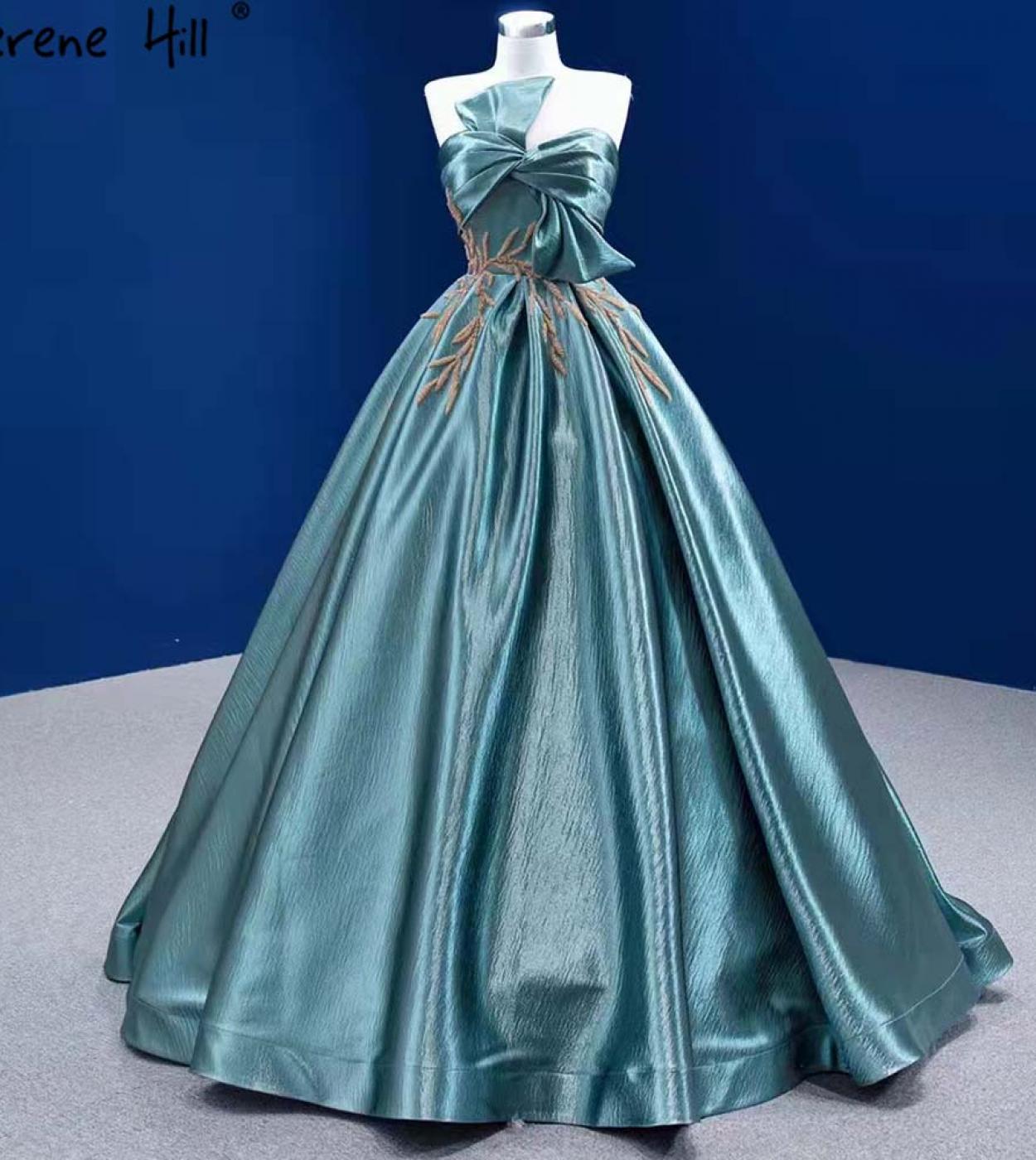 Serene Hill Green Beaded  Wedding Dresses 2022 Bow Lace Up Highend Bridal Dress Hm67417 Custom Made  Wedding Dresses