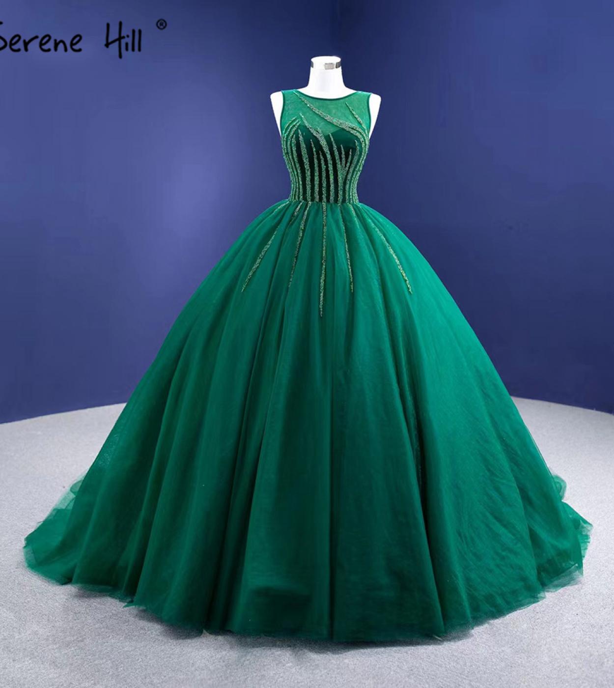 Serene Hill Green Aline Highend Evening Dresses Gowns  Sleeveless Beaded  For Women Party Hm67237  Evening Dresses