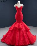 Robes de soirée rouge sirène Oneck mancherons perles dentelle robe formelle Serene Hill Hm67149 robes de soirée