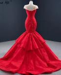 Red Mermaid Oneck  Evening Dresses  Cap Sleeves Beading Lace Formal Dress Serene Hill Hm67149  Evening Dresses