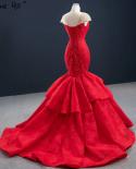בתולת ים אדומה שמלות ערב כובע שרוולים חרוזים תחרה שמלה רשמית שלווה היל hm67149 שמלות ערב