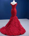 Serene Hill Red Luxury Elegant Evening Dresses Gowns 2022 Sequin Feather Mermaid For Women Party Hm67433  Evening Dresse