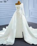 serene hill לבנה בתולת ים שמלות כלה סאטן 2023 חרוזים פנינים על חצאית שמלת כלה hm67244 בהתאמה אישית חתונה dr