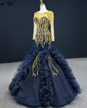 Navy Blue Mermaid Highend  Evening Dresses  Long Sleeve Beading Lace Up  Formal Dress Serene Hill Hm67132  Evening Dress