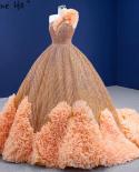 Serene Hill Luxury Orange One Shoulder Wedding Dresses 2022 Highend Beaded Ruched Bridal Dress Hm67358 Custom Made  Wedd