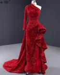 דובאי יוקרה שמלות ערב אדומות כתף אחת נצנצים נצנצים בתולת ים שמלת פרומל שרן היל hm67056 שמלת ערב
