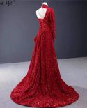 Dubaï luxe une épaule rouge robes de soirée paillettes étincelle sirène Fromal robe Serene Hill Hm67056 robe de soirée