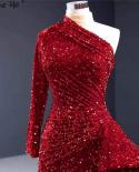 דובאי יוקרה שמלות ערב אדומות כתף אחת נצנצים נצנצים בתולת ים שמלת פרומל שרן היל hm67056 שמלת ערב
