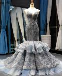 Dubai Dark Grey Sweetheart  Wedding Dresses  Sequined Luxury Mermaid Bridal Gowns Real Photo 66809 Custom Made  Wedding 