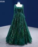 Serene Hill Muslim Dark Green Luxury Beaded Appliques Lace Up Ball Gowns Wedding Dress 2023 High End Custom Made Hm22210