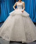 White Strapless  Vintage Wedding Dresses  Lace Sequined Sleeveless Bridal Gowns Real Photo Hm66632 Custom Made  Wedding 