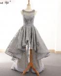 Grey  Fashion Asymmetrical Tulle Evening Dresses  Embroidery Pearls Sleeveless Formal Evening Gowns Serene Hill Hm66595 