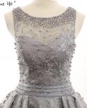 Grey  Fashion Asymmetrical Tulle Evening Dresses  Embroidery Pearls Sleeveless Formal Evening Gowns Serene Hill Hm66595 