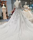 Grey Long Sleeves Luxury  Wedding Dress With Beading Sequined Beading Highend Vintage Bridal Gowns   Wedding Dresses