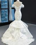 White Short Sleeve  Evening Dresses 2023 Mermaid Lace Beading Feathers Formal Dress Serene Hill Hm67032evening Dresses