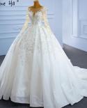 Serene Hill Muslim Luxury Wedding Dresses  Beading Pearls  With Train Bridal Dress Hm67257 Custom Made  Wedding Dresses