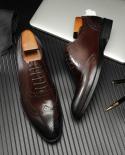 Brogue Shoes For Men Luxury Business Breathable Rubber Formal Dress Shoe Genuine Leather Male Office Wedding Flats Footw